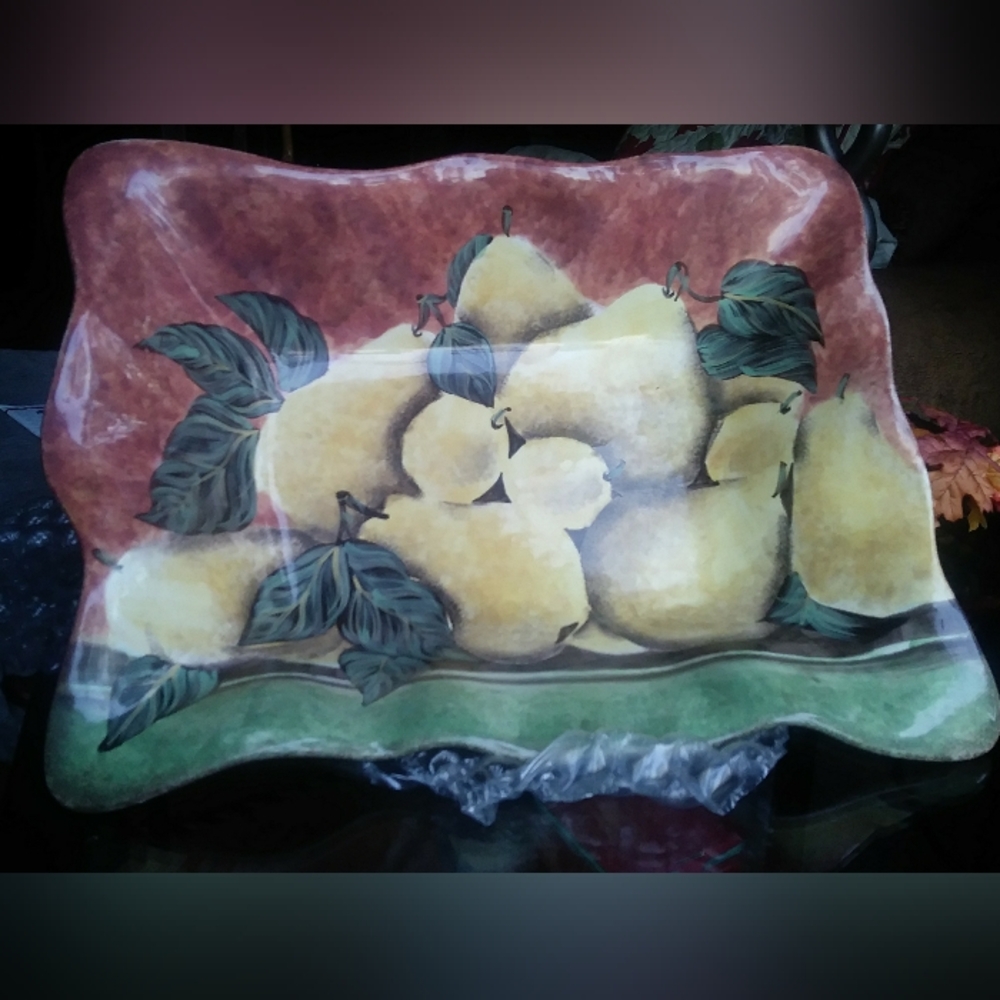 Certified International Decorative Pear Ceramic Platter